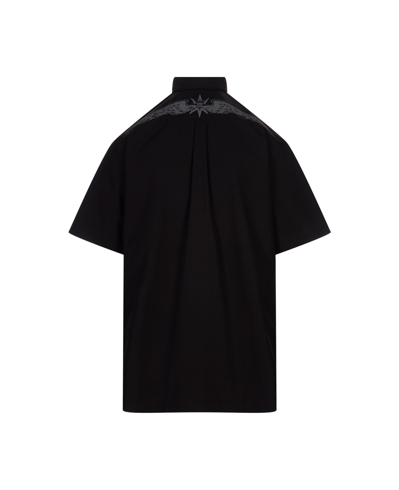 Givenchy Black Shirt With Wings Logo Print - Black