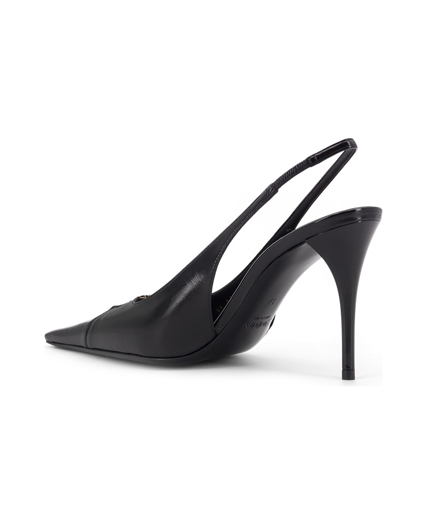 Saint Laurent Babylone 90 Pum Leather Slingback Pumps - NERO/NERO/NERO