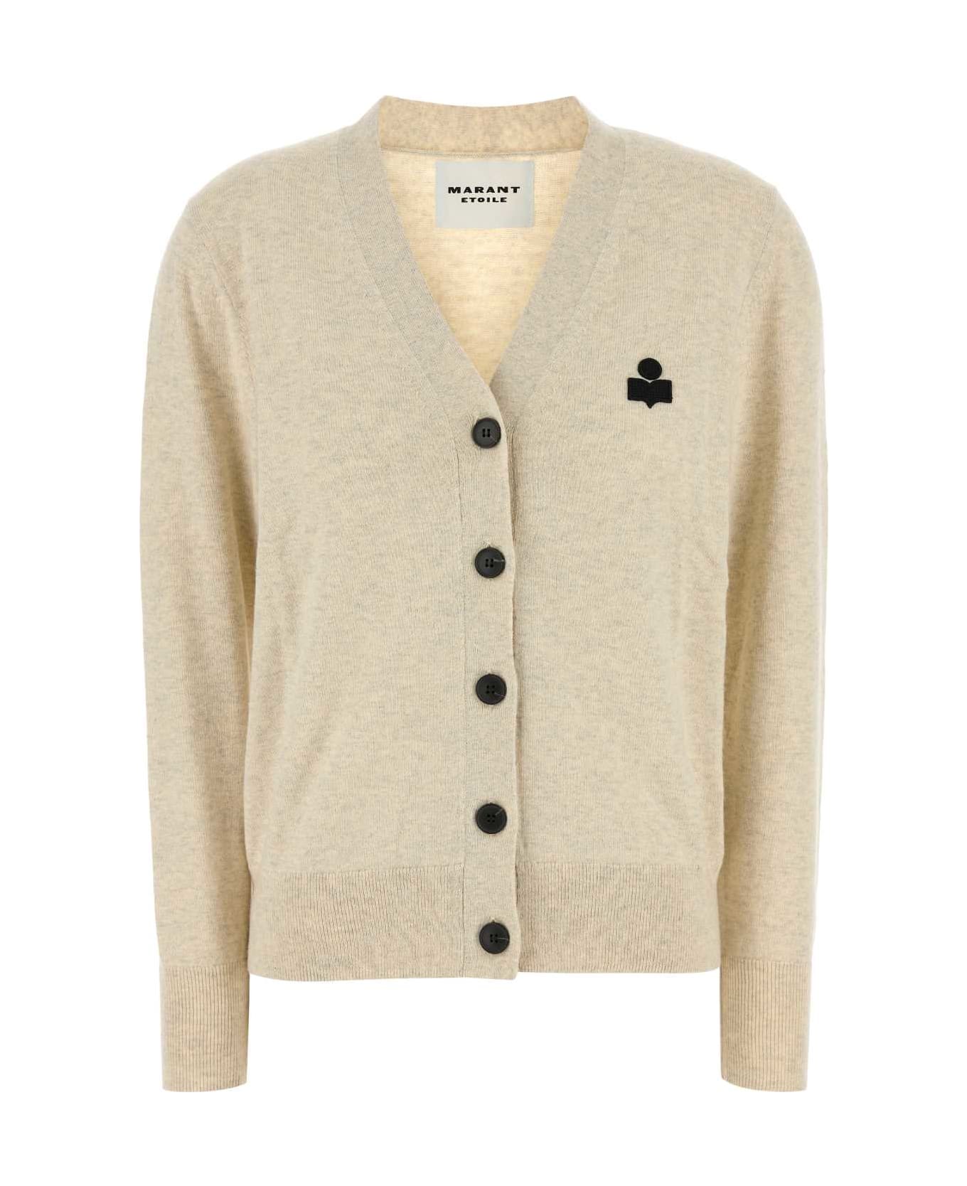 Marant Étoile Melange Cream Cotton Blend Karina Cardigan - LIGHTGREY