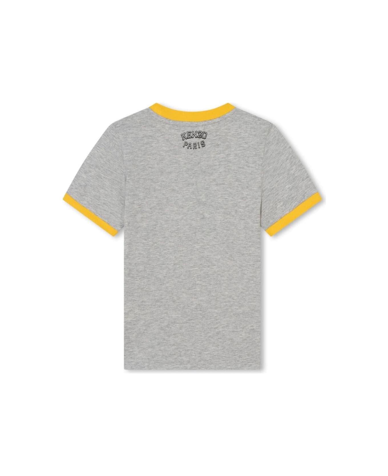 Kenzo Kids Grey T-shirt With Tiger Patch In Cotton Boy - Grey