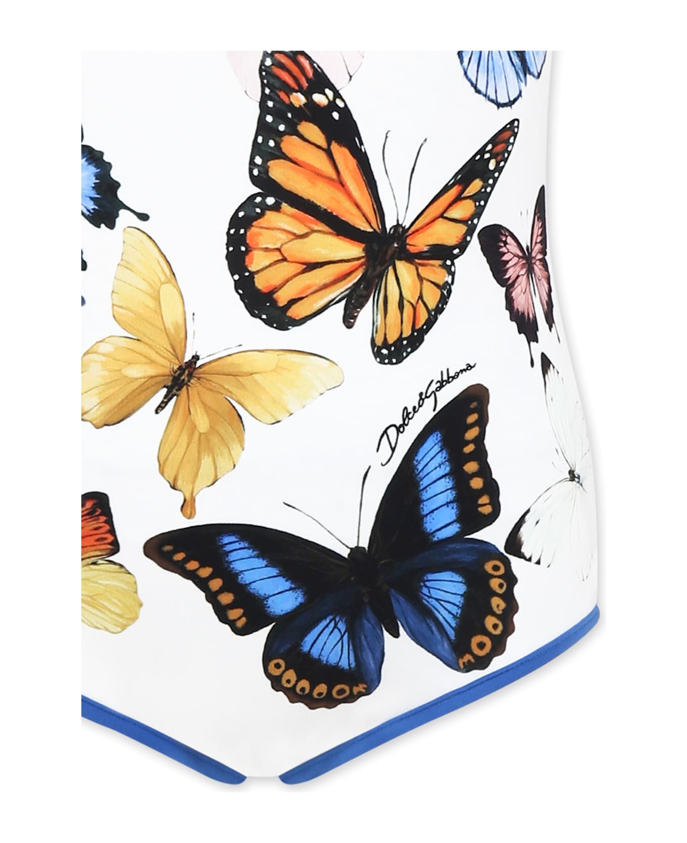 Dolce & Gabbana White Swimsuit For Girl With Butterflies - White