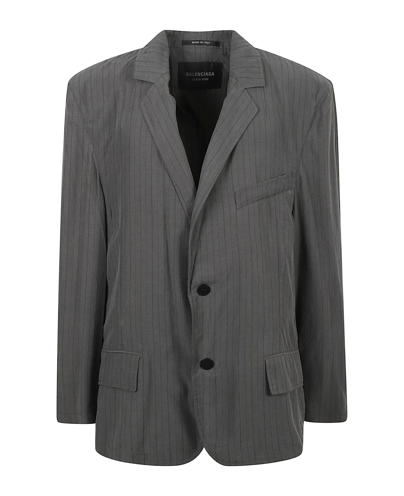 Balenciaga Tailored Stripe Jacket - Grey/Green