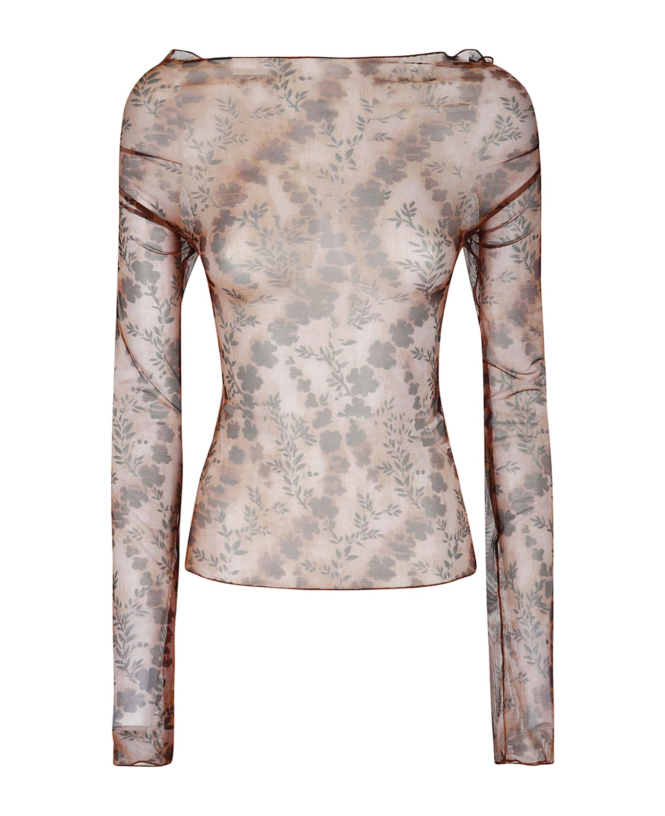 Charlotte Knowles Thin Mesh Top With Straight Neckline - CHAINFLORAL