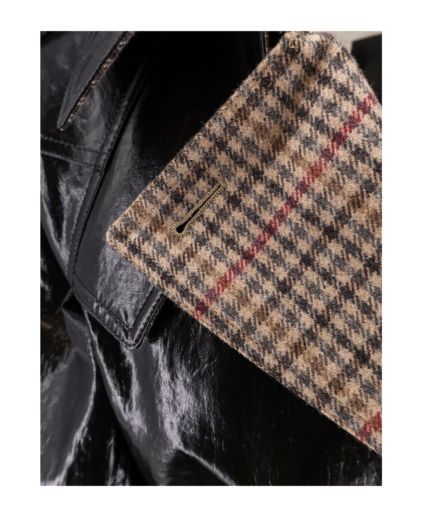 Chloé Coated Linen Trench With Wool Blend Details - Black