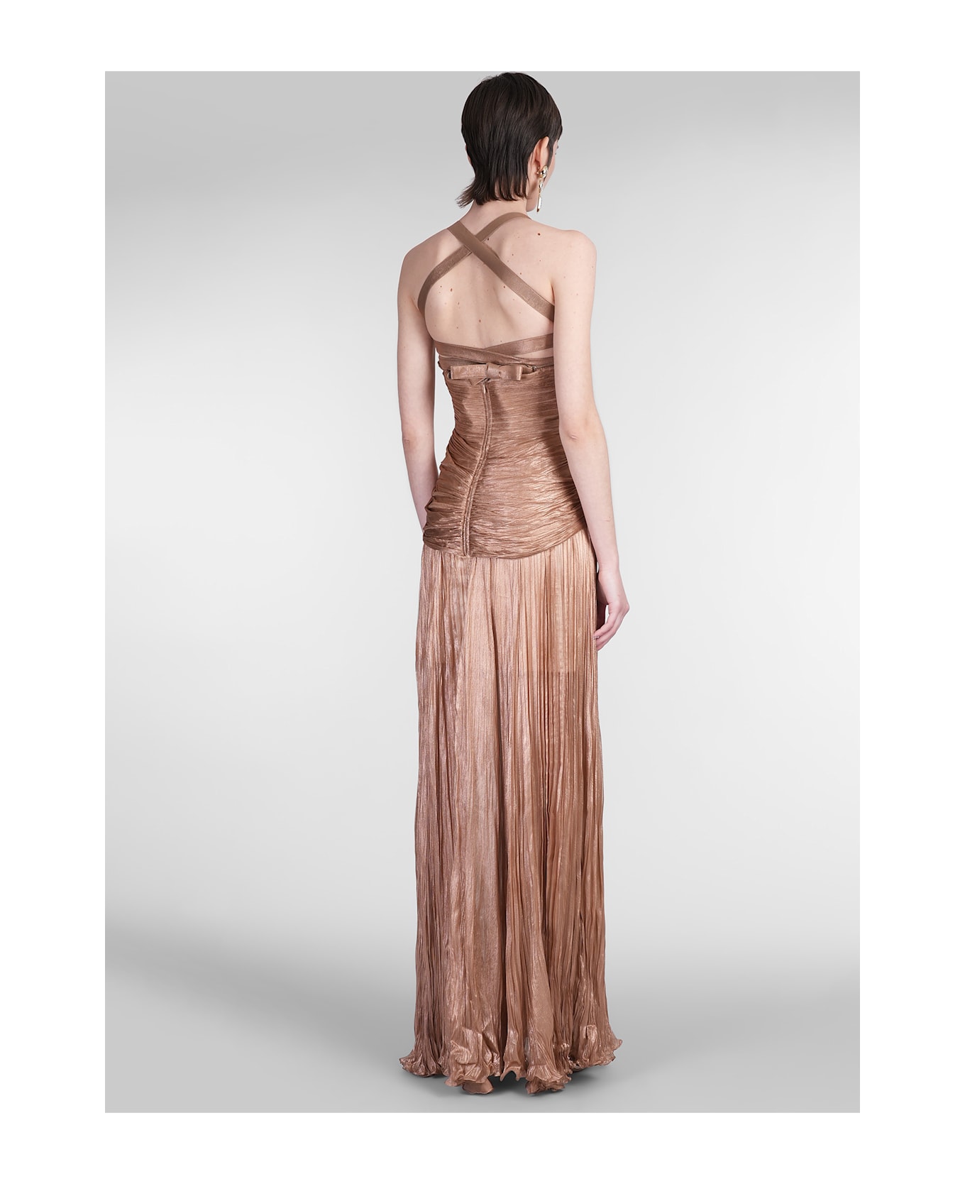 Iris Serban Letita Long Dress In Brown Silk - brown ワンピース＆ドレス