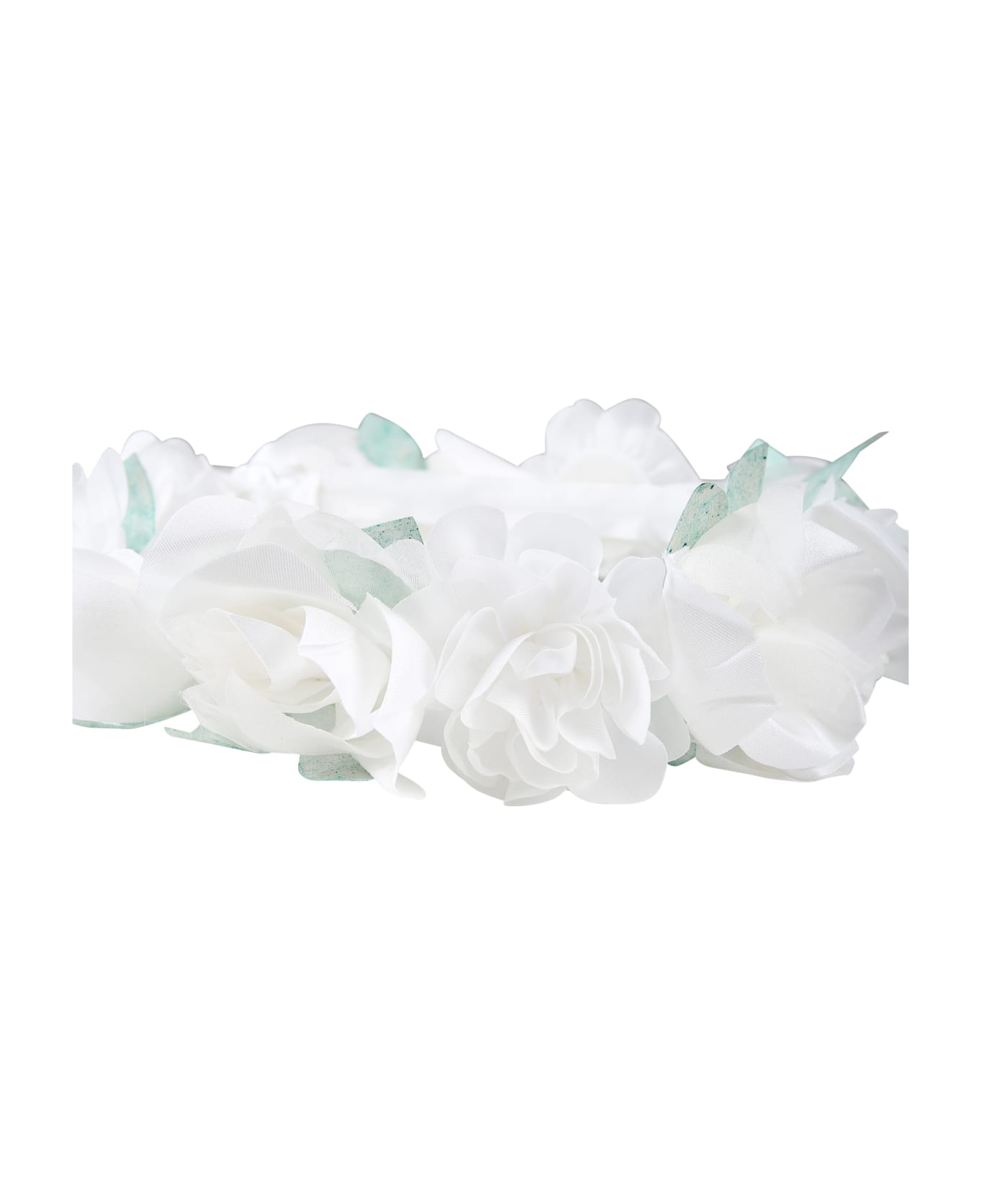 Monnalisa Pink Headband For Girl With Roses - White
