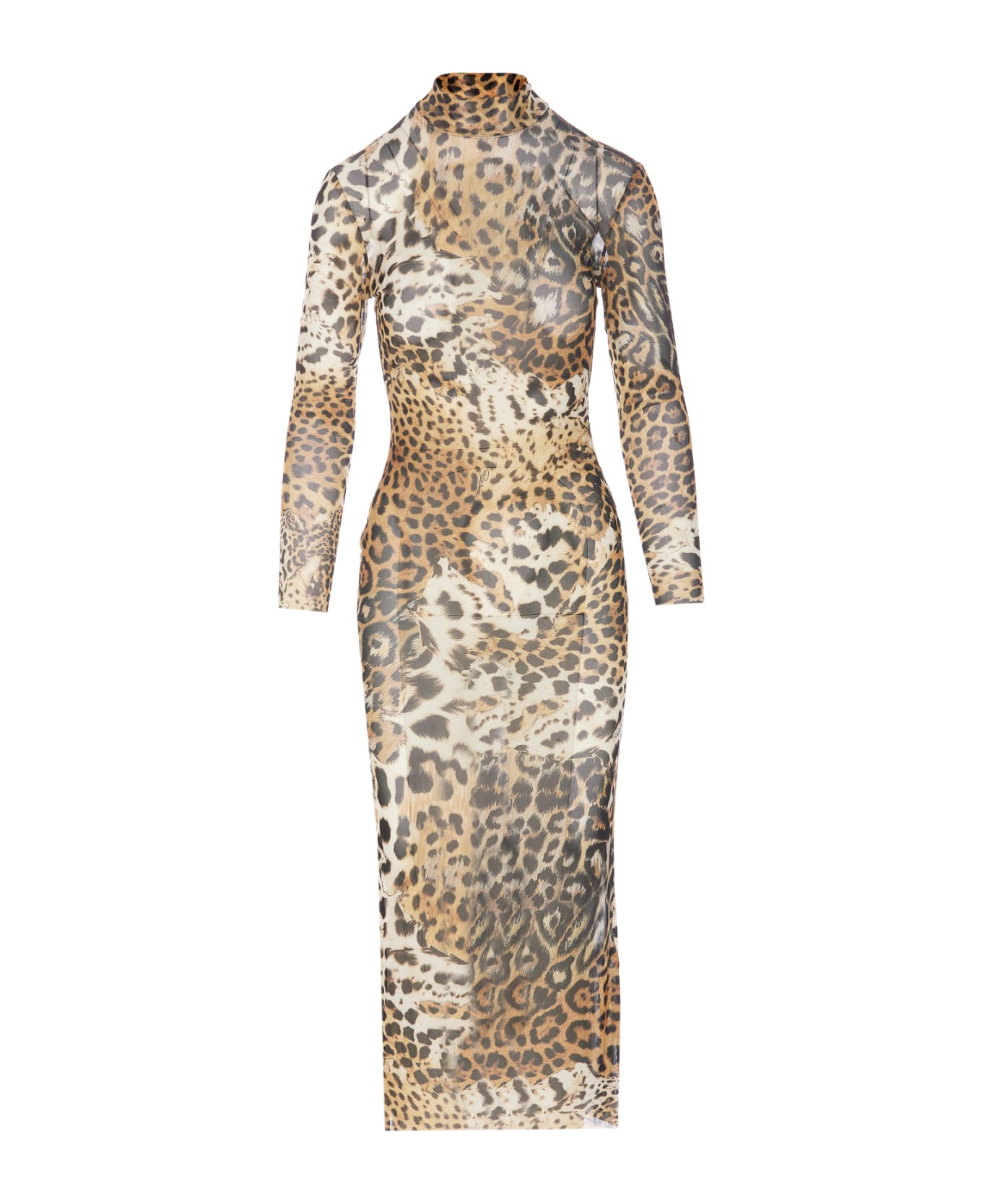 Roberto Cavalli Jaguard Print Dress - Beige