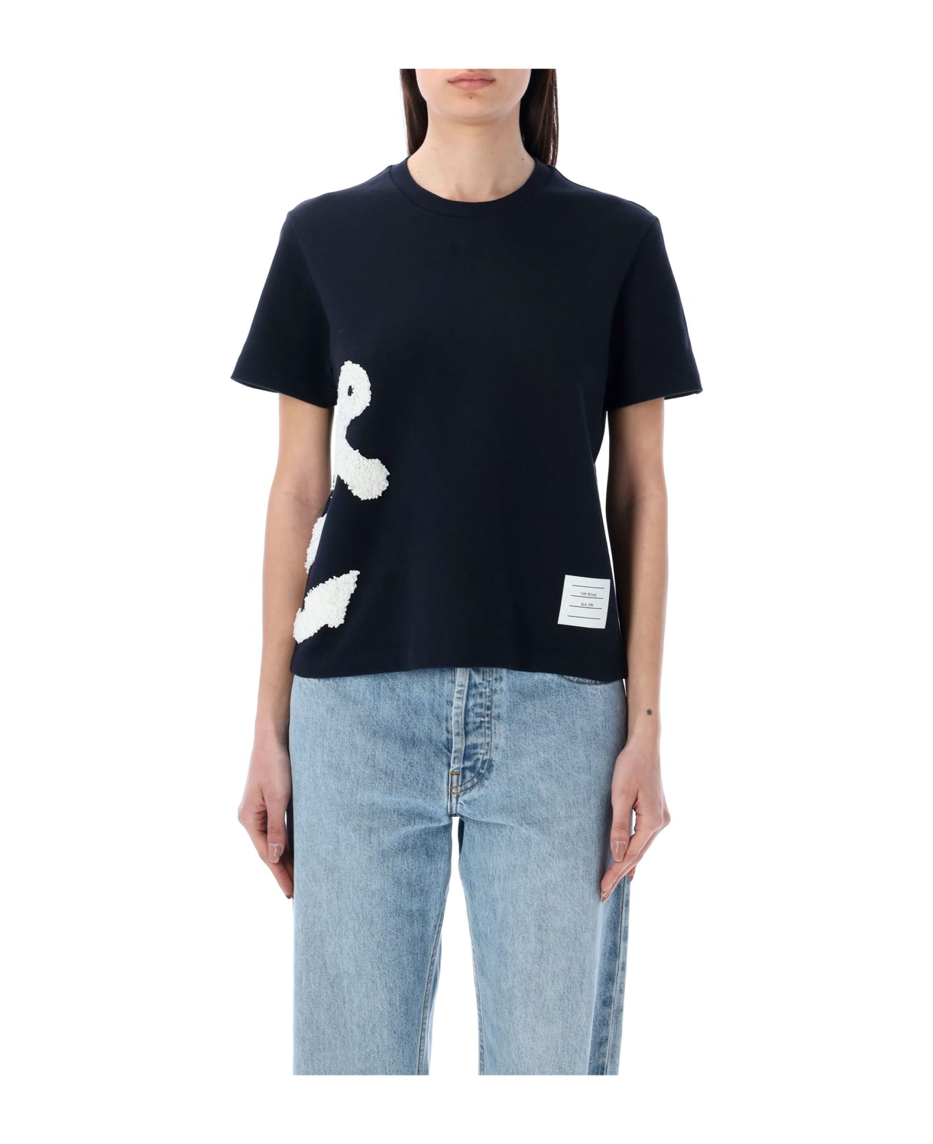 Thom Browne Boucle Embroidery Tshirt - Blue