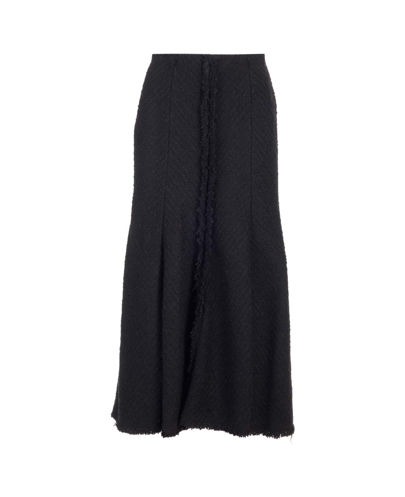 Del Core Tweed Midi Skirt - Black