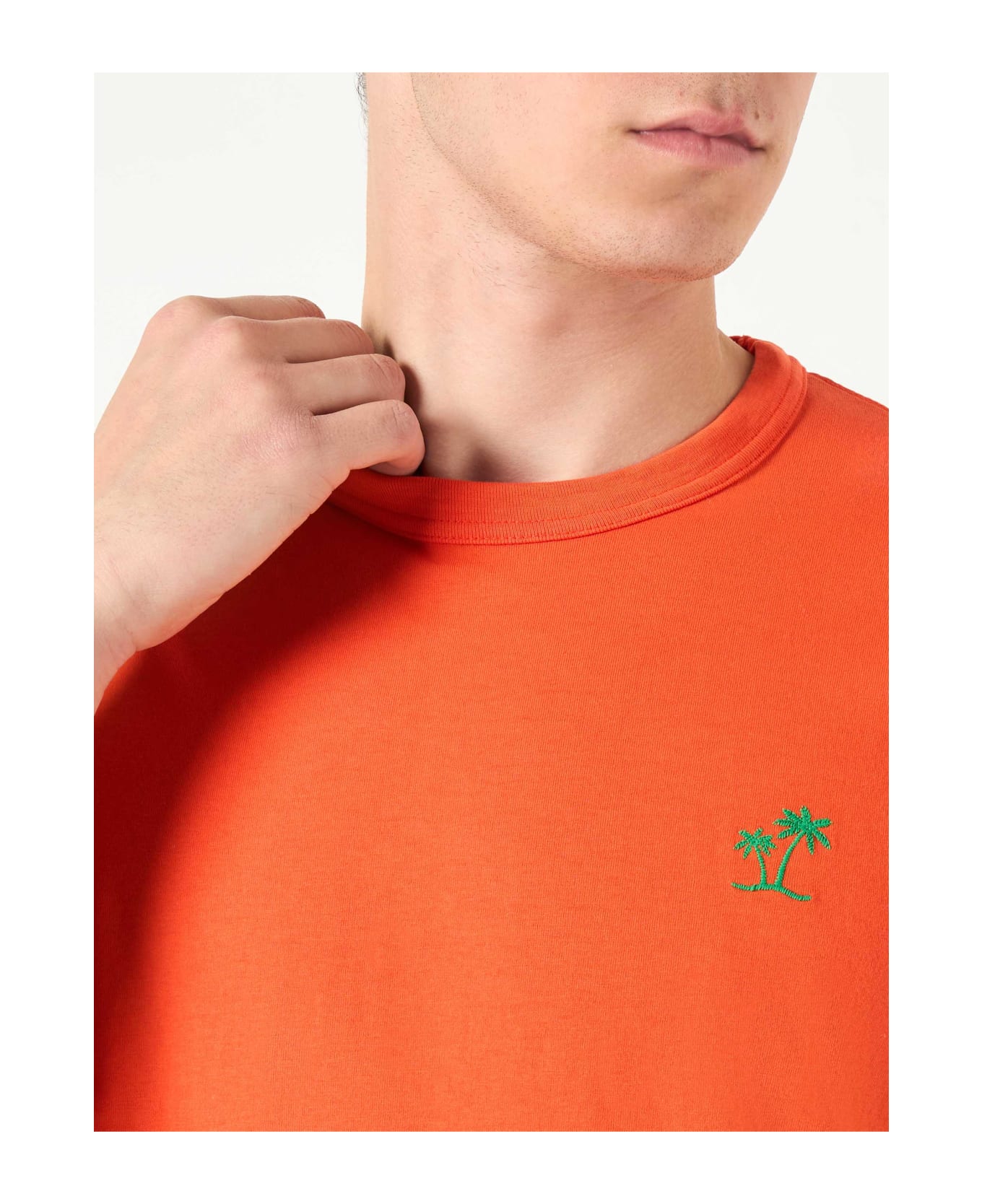 MC2 Saint Barth Man Orange Cotton T-shirt