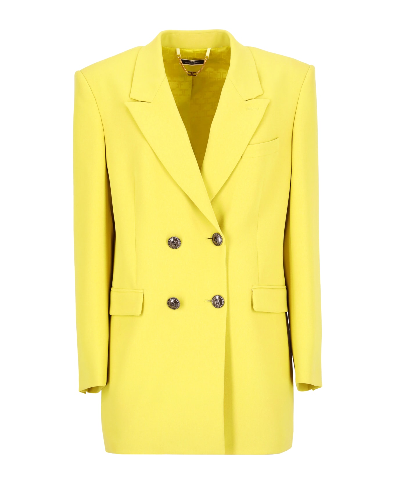 Elisabetta Franchi Crepe Double-breasted Blazer - Yellow コート