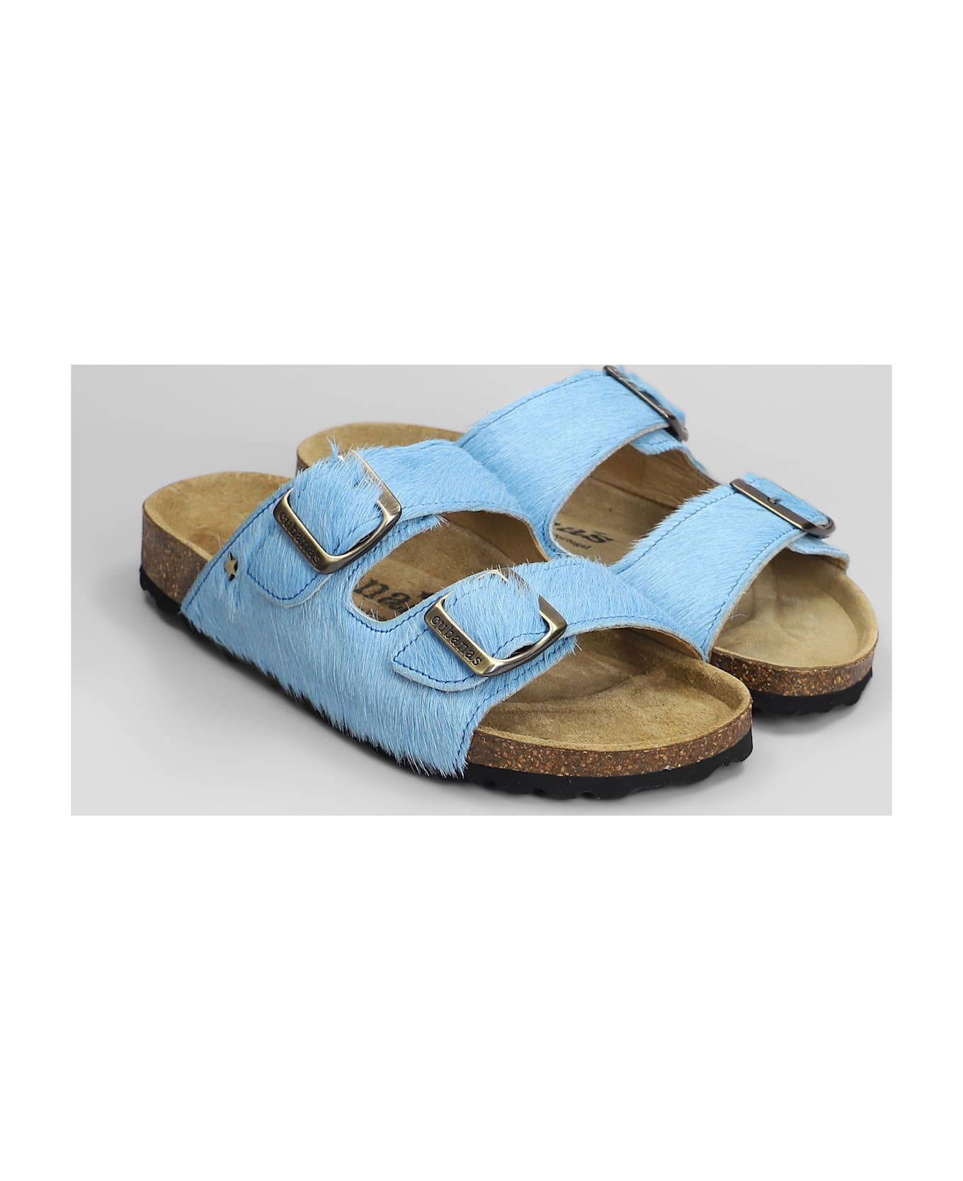 Cubanas Amalia Flats In Cyan Pony Skin - cyan