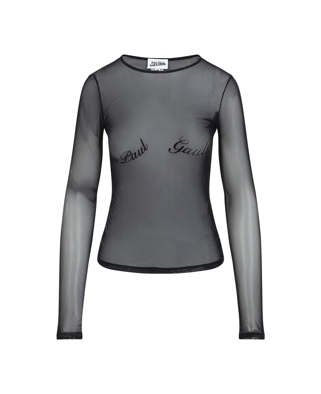 Jean Paul Gaultier Top With Velvet Flock "" - Black