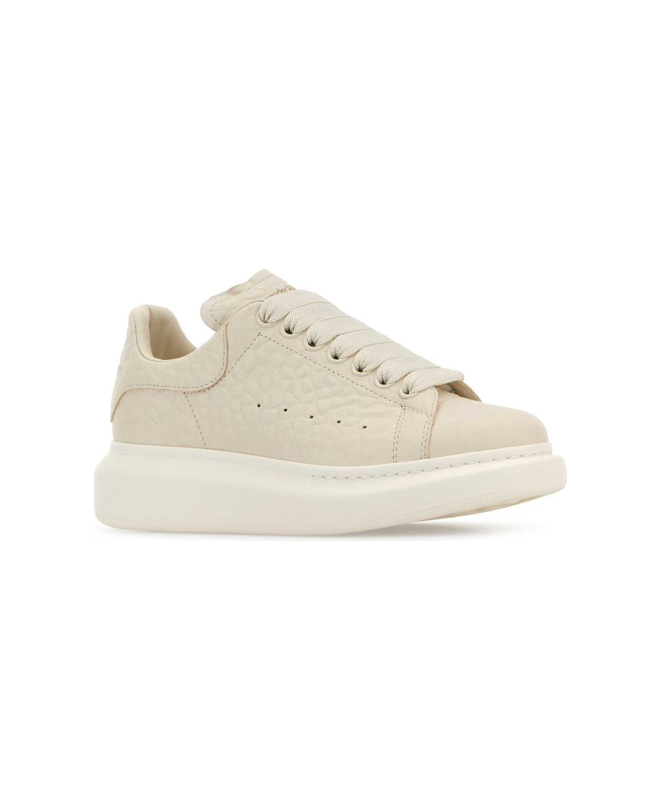 Alexander McQueen Ivory Leather Sneakers With Ivory Leather Heel - OFF WH/OFF WH/OFF