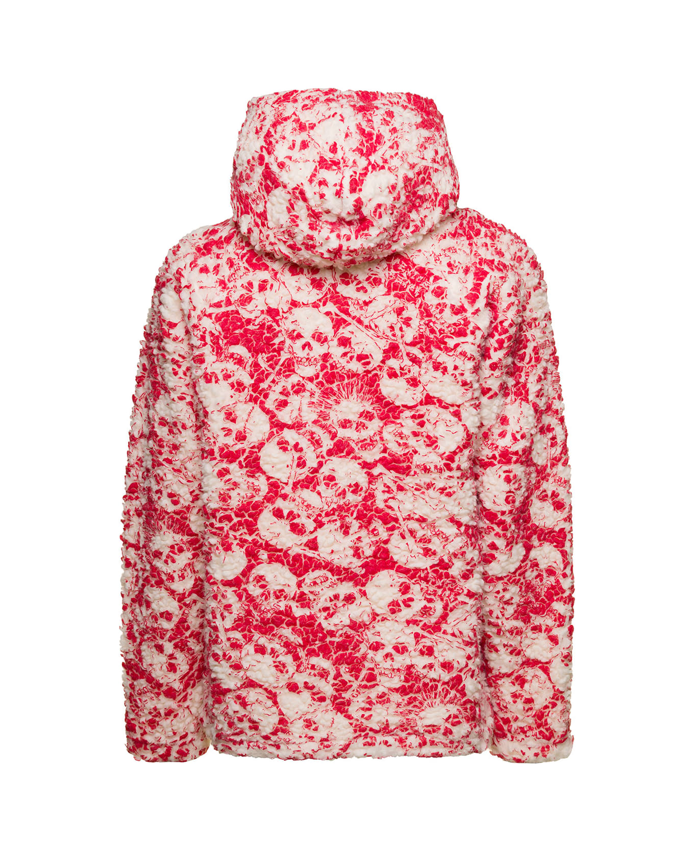 ERL Red And White Sweatshirt With All-over Skull In Fleece - Red フリース