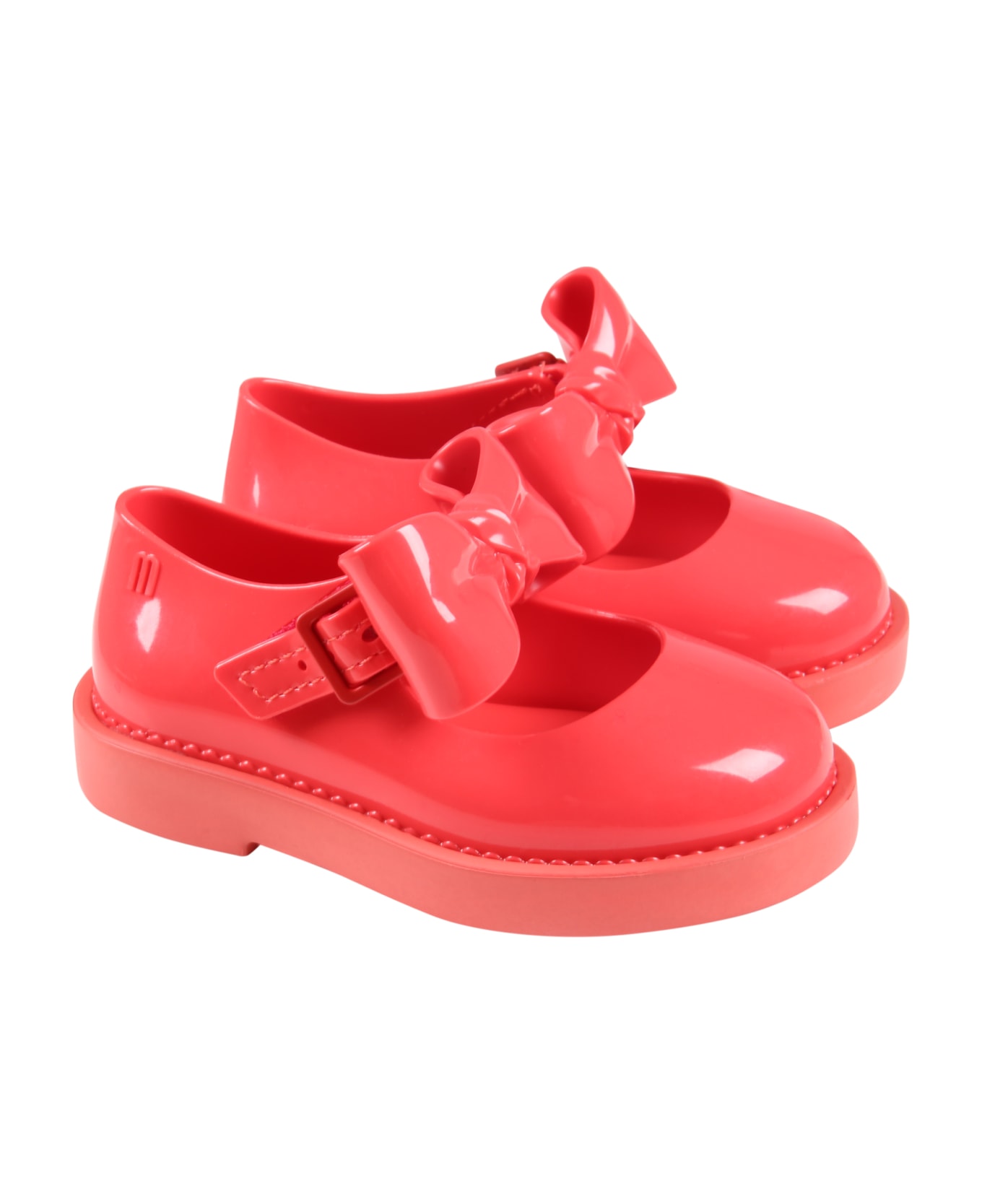 Melissa Red Ballerina Flats For Girl With Bow - Red