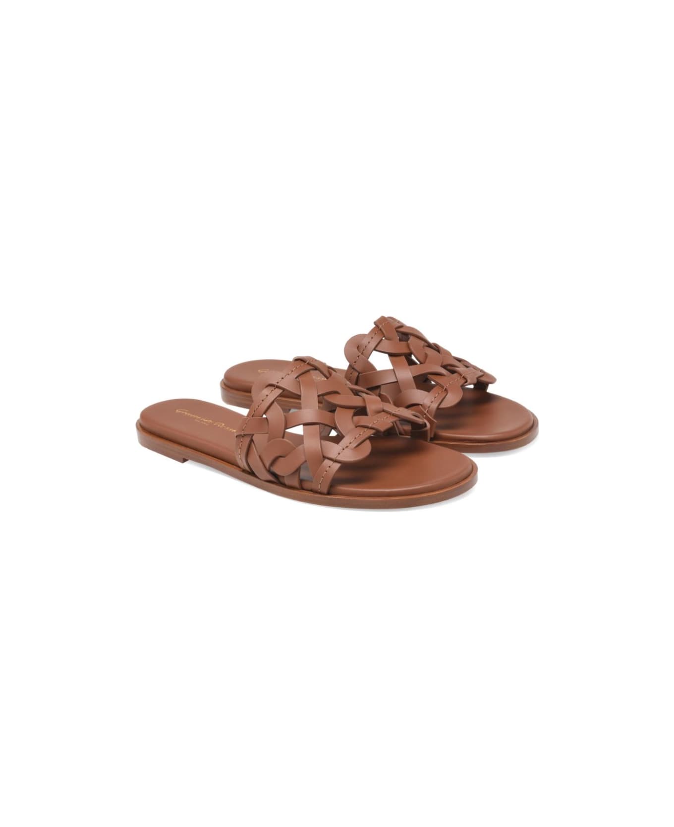 Gianvito Rossi Amalfi Leather Flat Sandals - Leather Brown