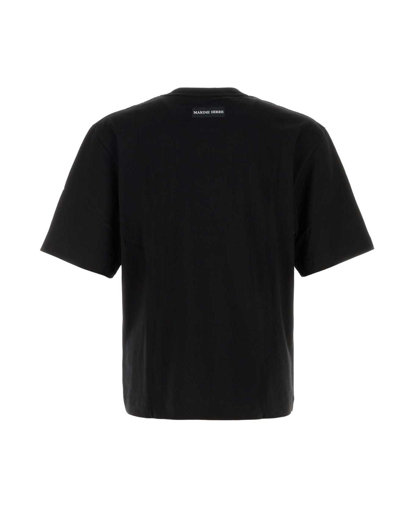 Marine Serre Black Cotton T-shirt - BLACK