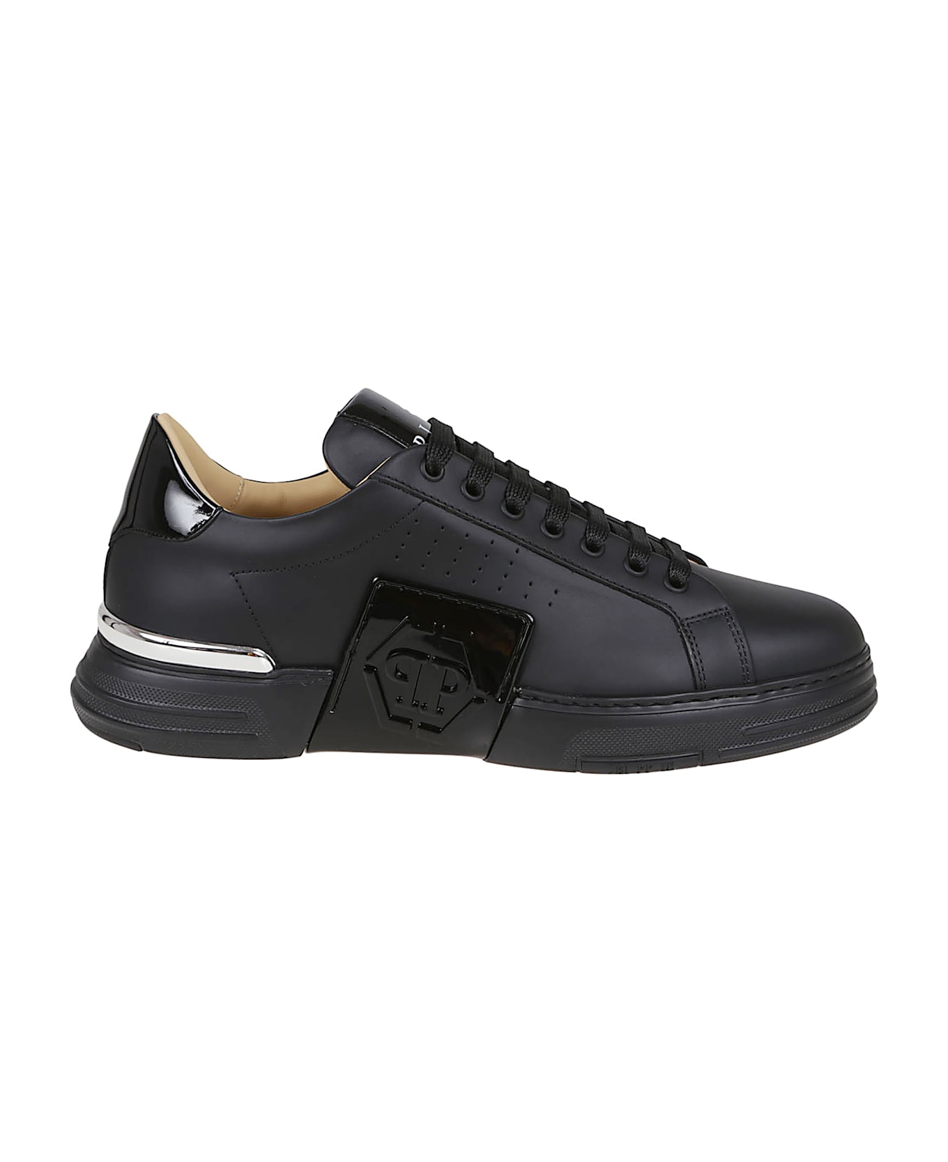 Philipp Plein Lo-top Leather Sneakers Phantom Kick$ - Black Black