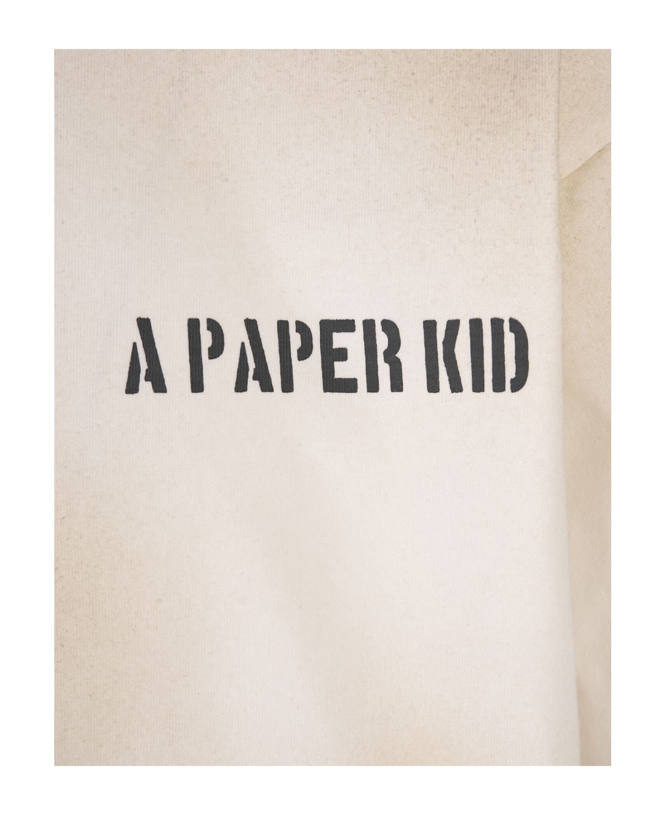 A Paper Kid White T-shirt With Washed Effect And Prints - White