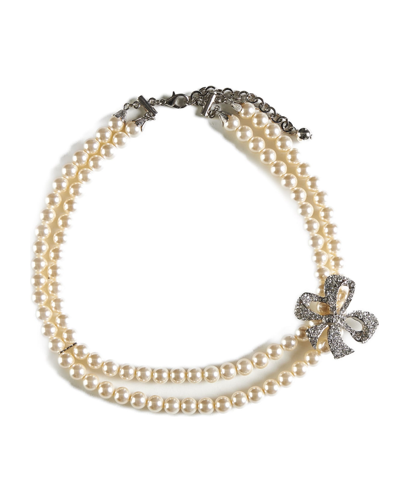 Alessandra Rich Necklace - Pearl-silver