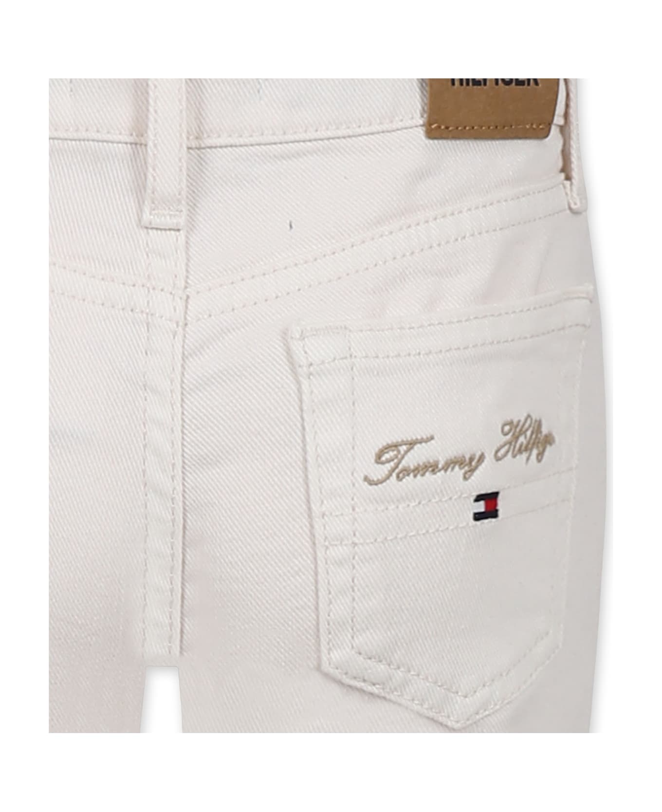 Tommy Hilfiger Ivory Jeans For Girl With Logo - Ivory