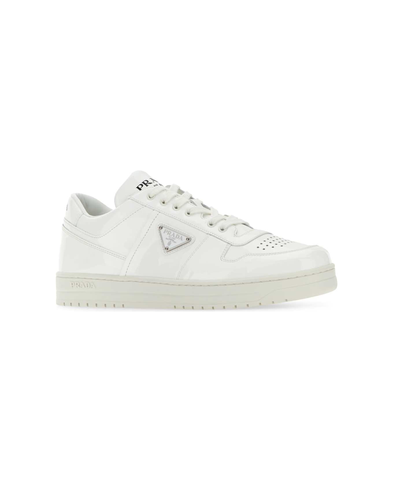 Prada White Leather Downtown Sneakers - BIANCO