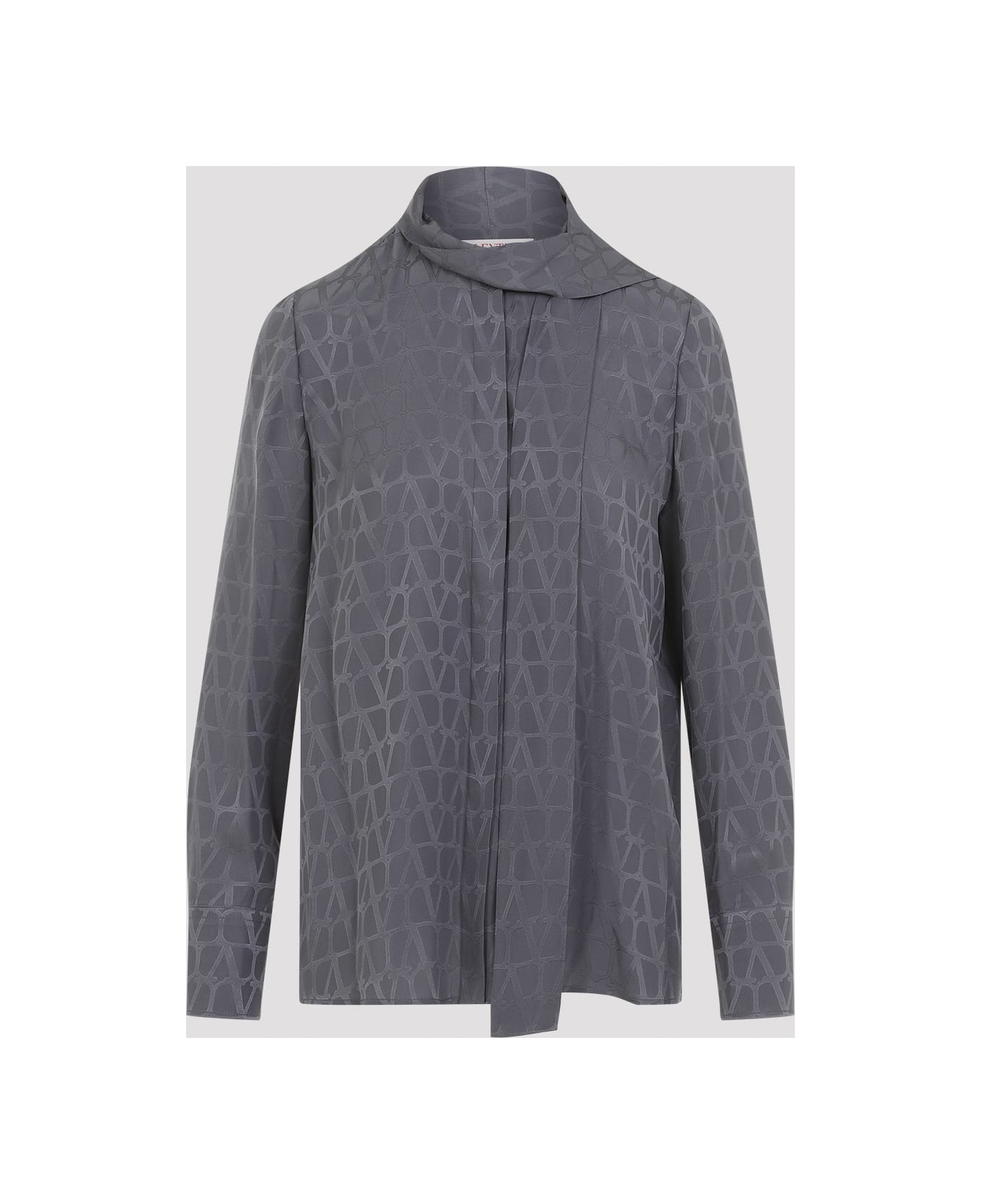 Valentino Garavani Toile Iconographe Silk Blouse - Mxe Stone Grey