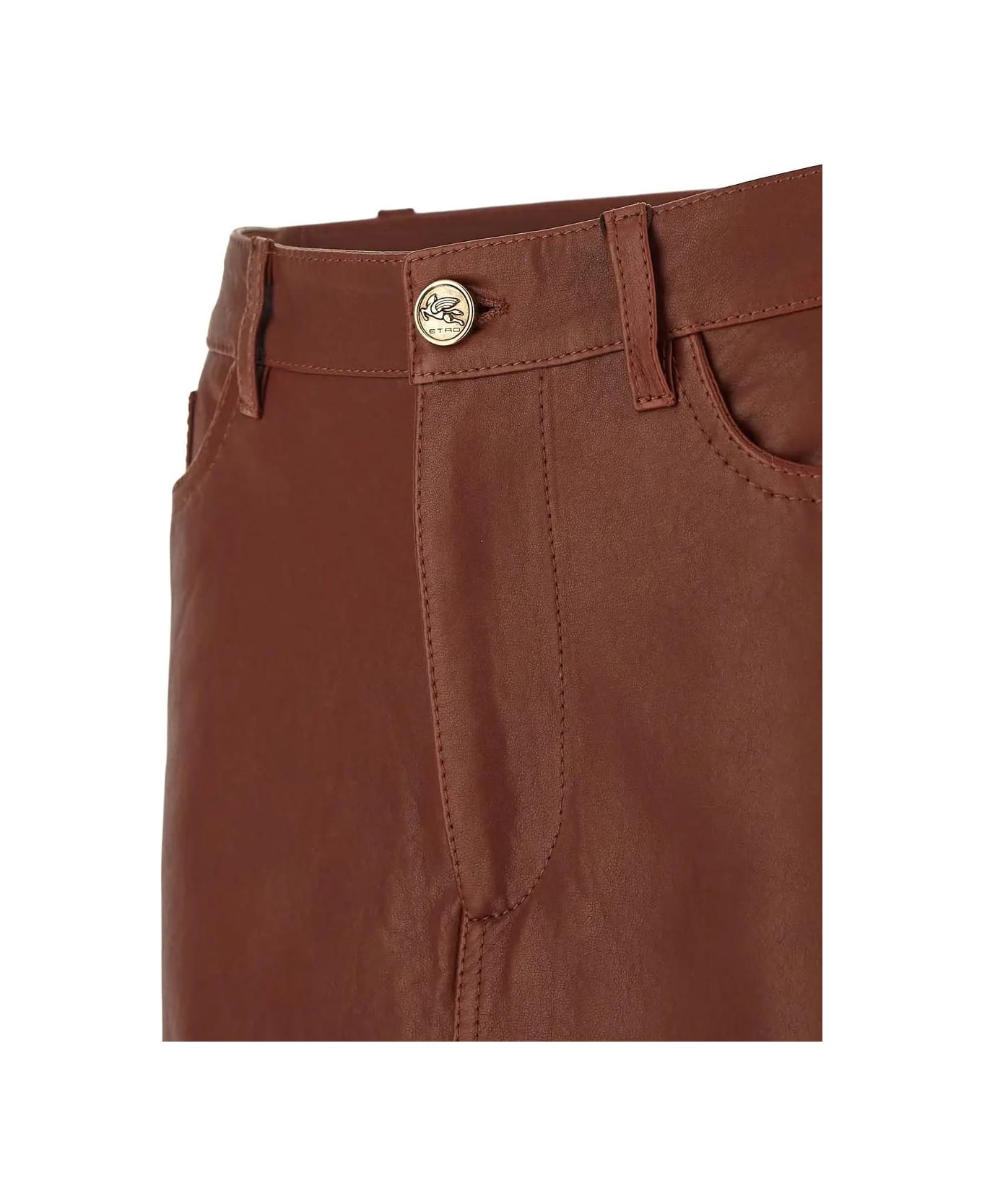 Etro Leather Mini Skirt - BROWN