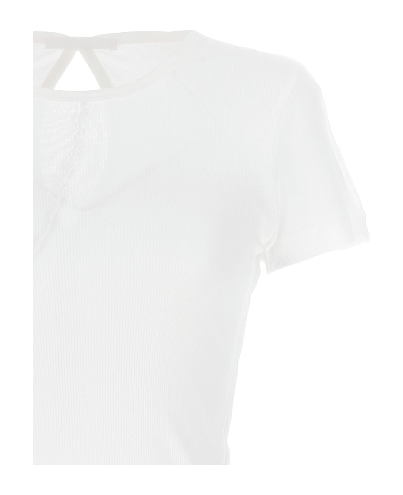 Helmut Lang Cut-out Ribbed T-shirt - White Tシャツ