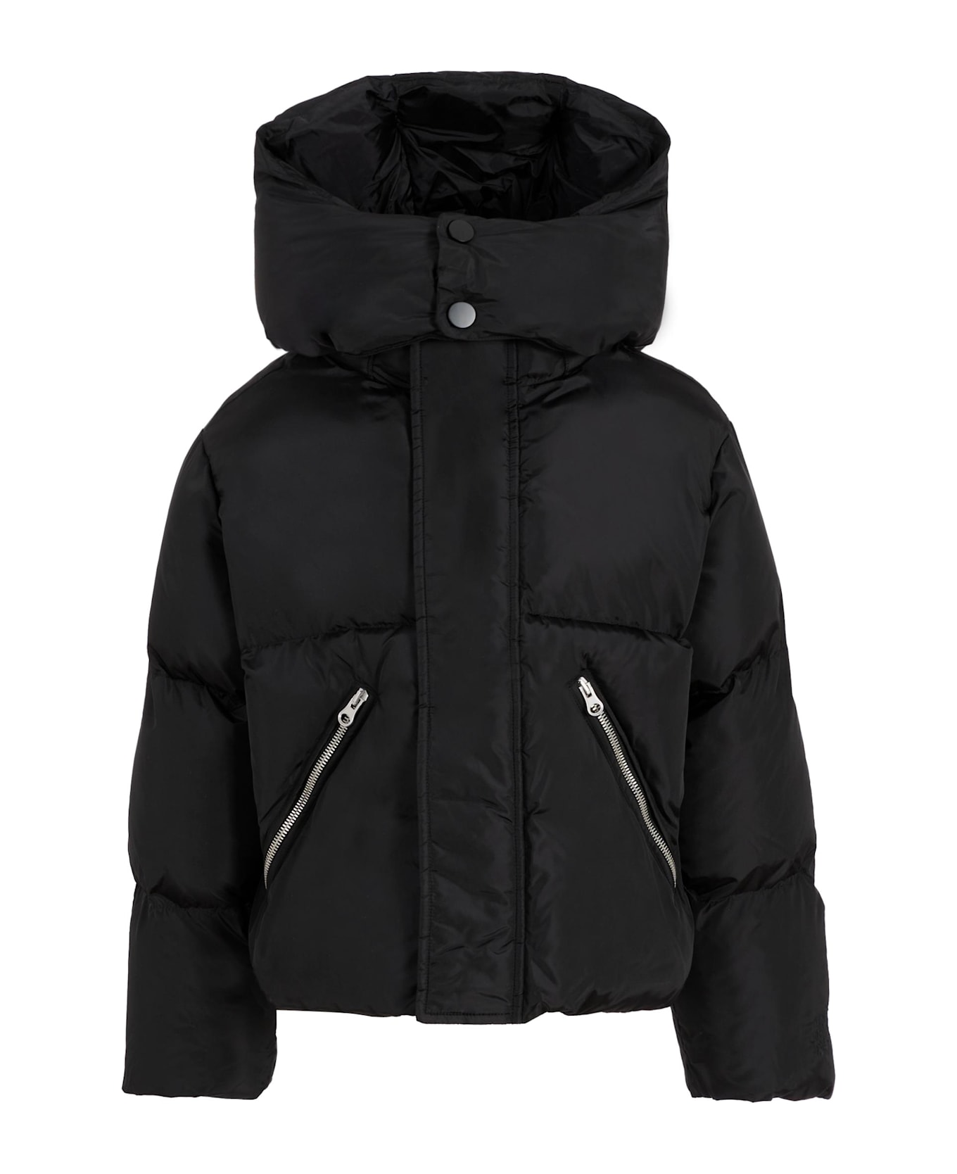 MM6 Maison Margiela Black Down Jacket For Kids With Logo - Black