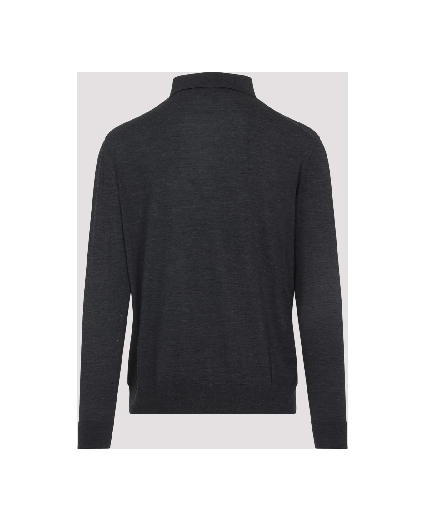 Kiton Wool Polo - Medium Grey Melange