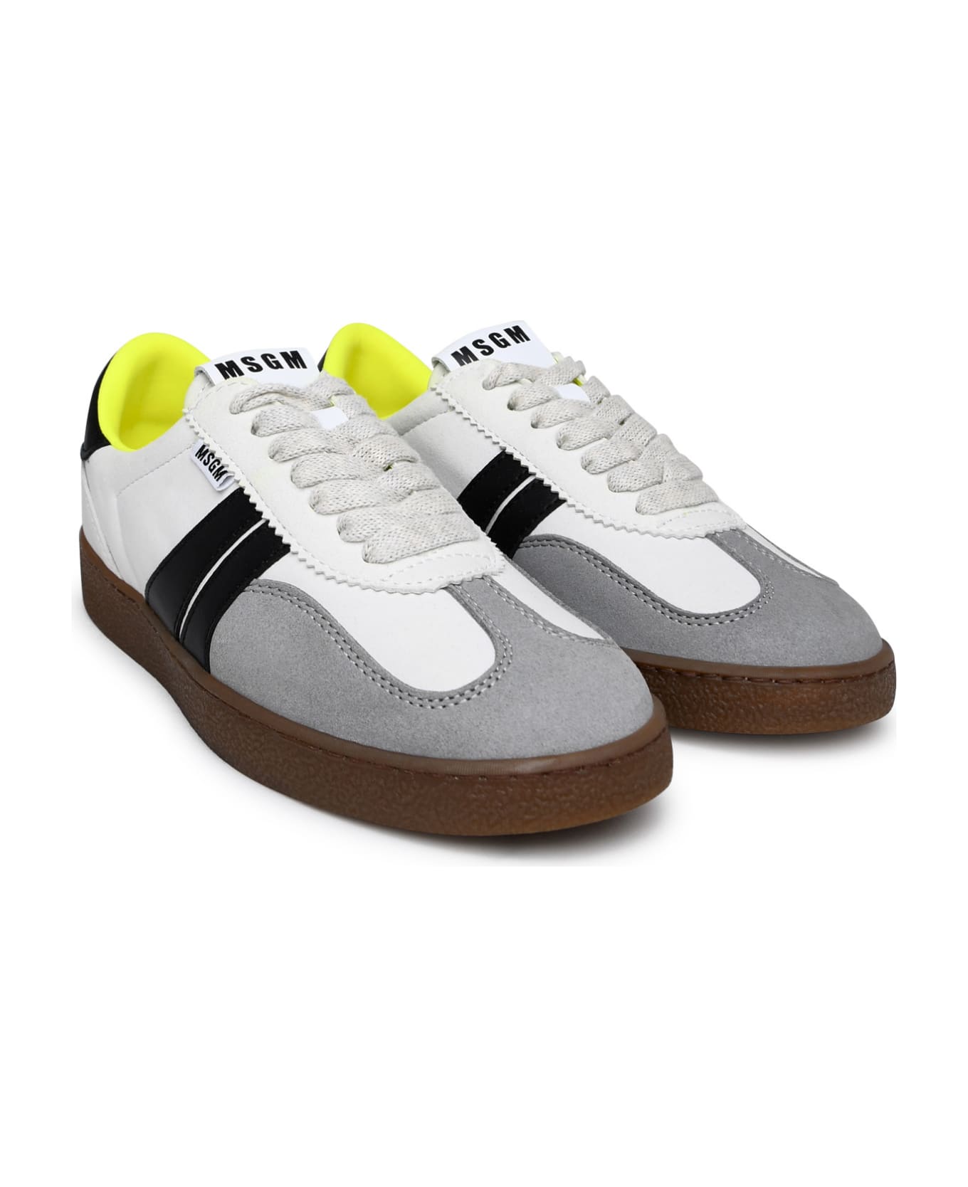 MSGM Two-tone Suede Sneakers - White