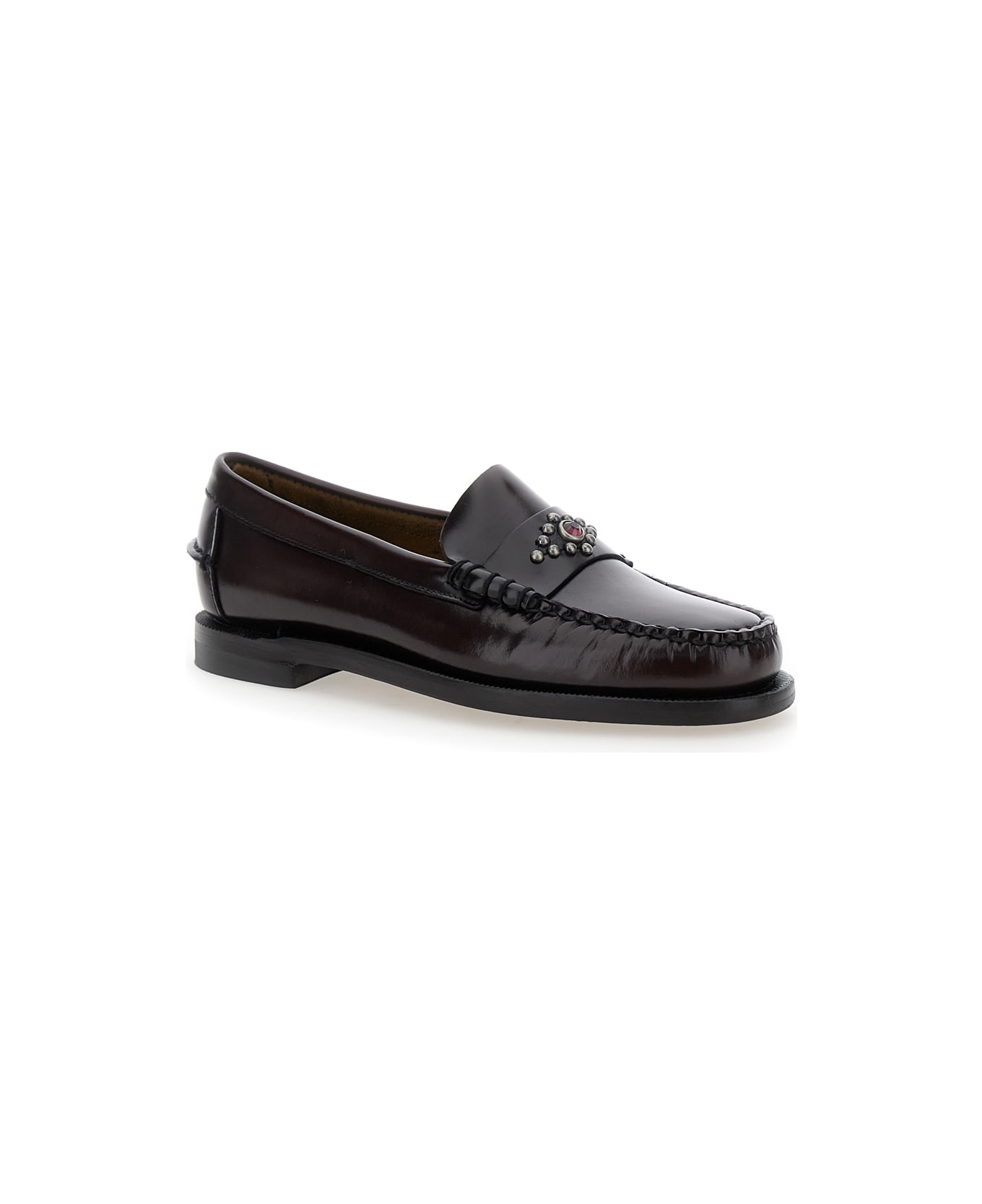 Sebago 'dan' Bordeaux Loafers With Stud Embellishment On The Front In Patent Leather Woman - Bordeaux
