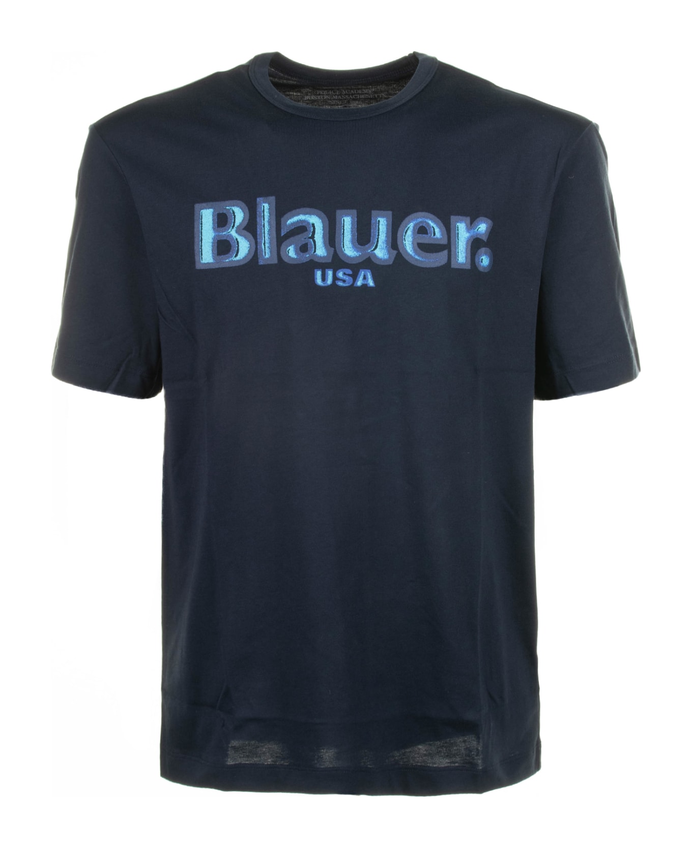 Blauer Blue Crew Neck T-shirt In Cotton - Blu
