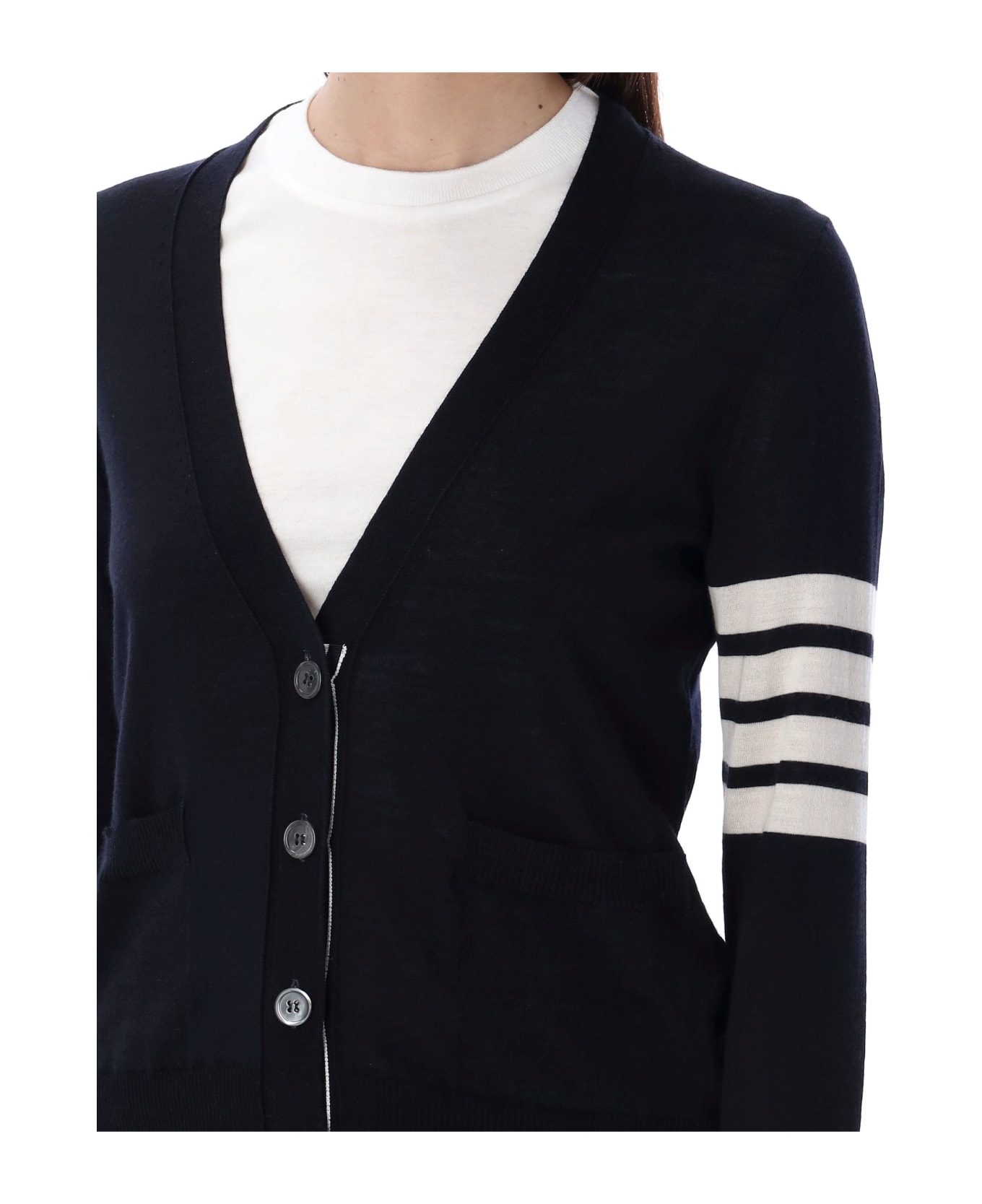 Thom Browne Relaxed Fit V-neck Cardigan - NAVY