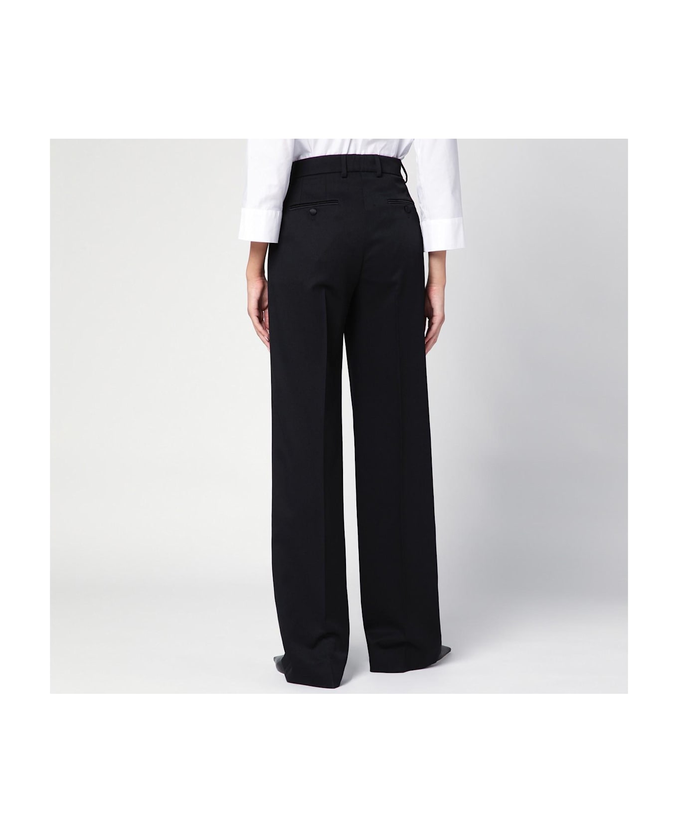 Dolce & Gabbana Black Wool Flared Trousers - Nero