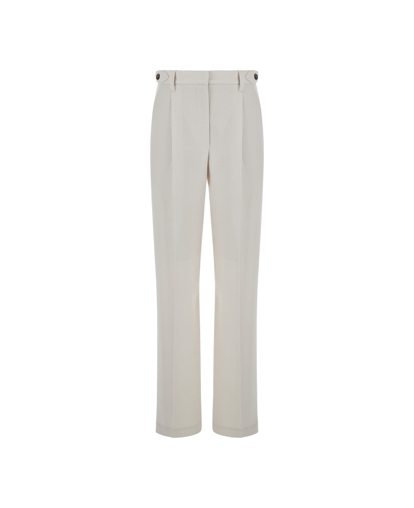 Brunello Cucinelli Whitepants With Belt Loops In Wool Woman - White