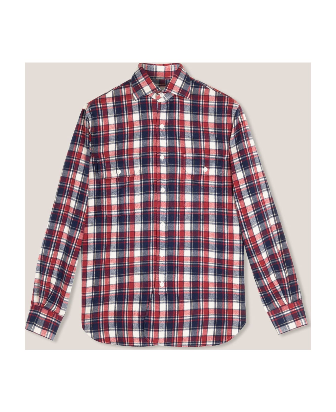 doppiaa Aantero Red Flannel Checked Shirt