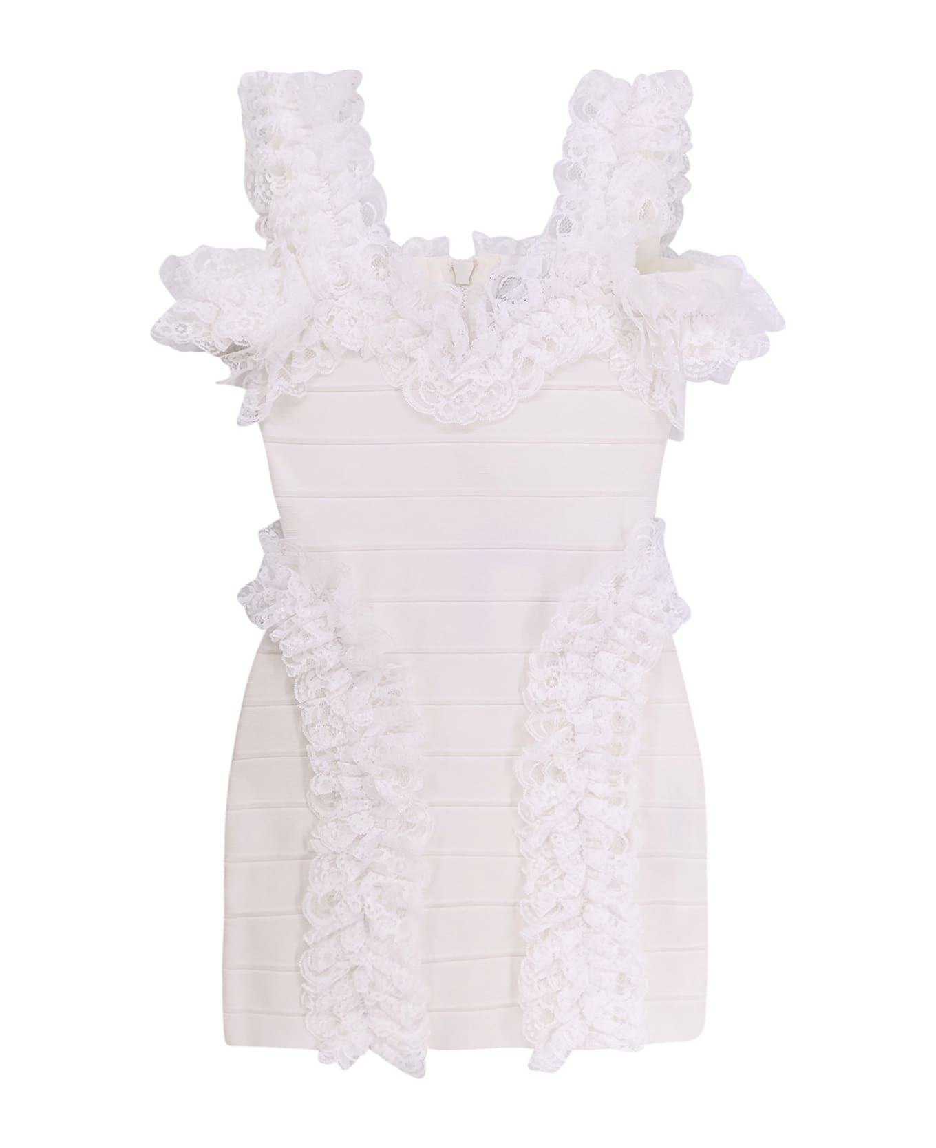 self-portrait Christopher Kane Residency Knitted Dress With Ruffles - White