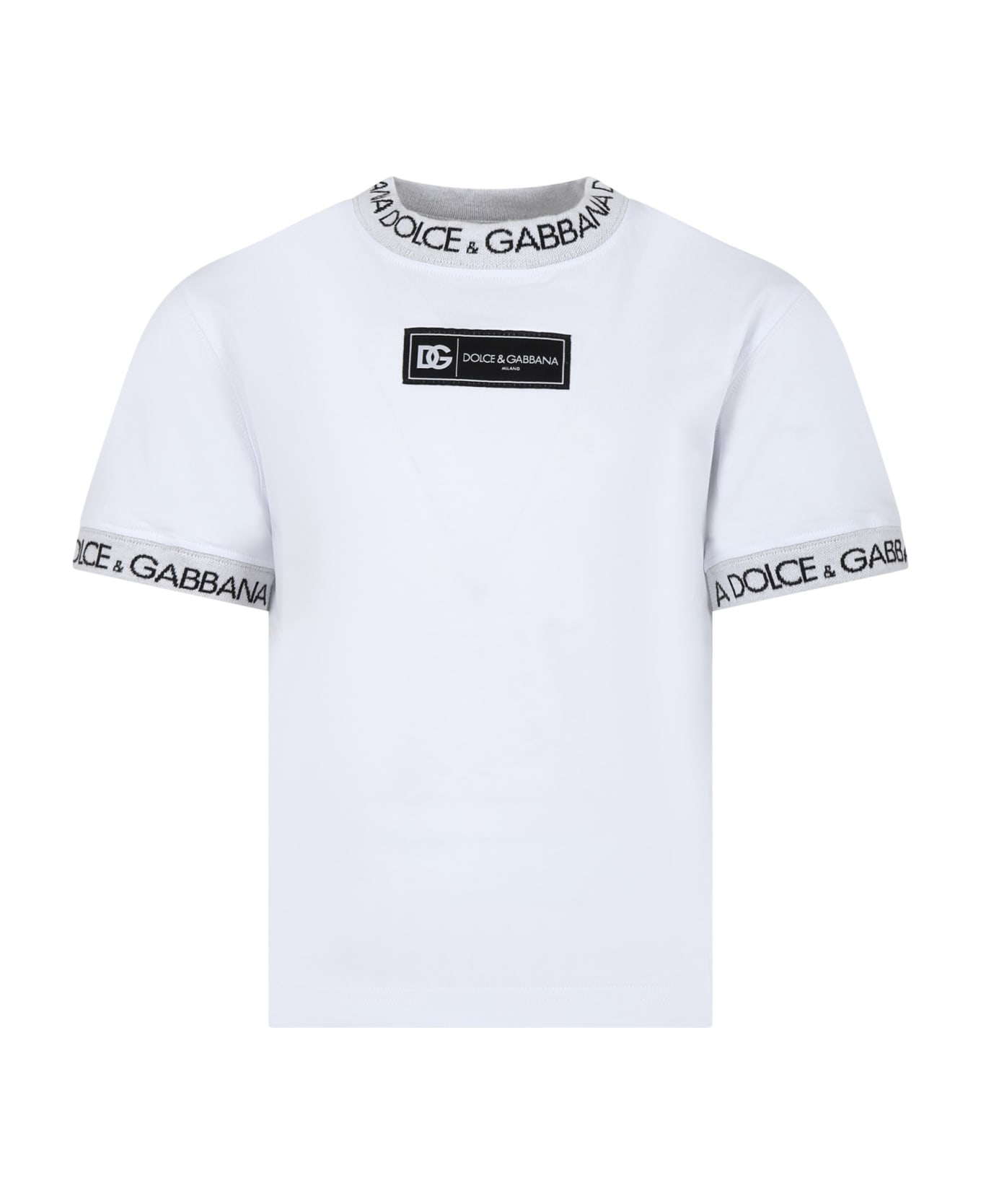 Dolce & Gabbana White T-shirt For Kids With Logo - White