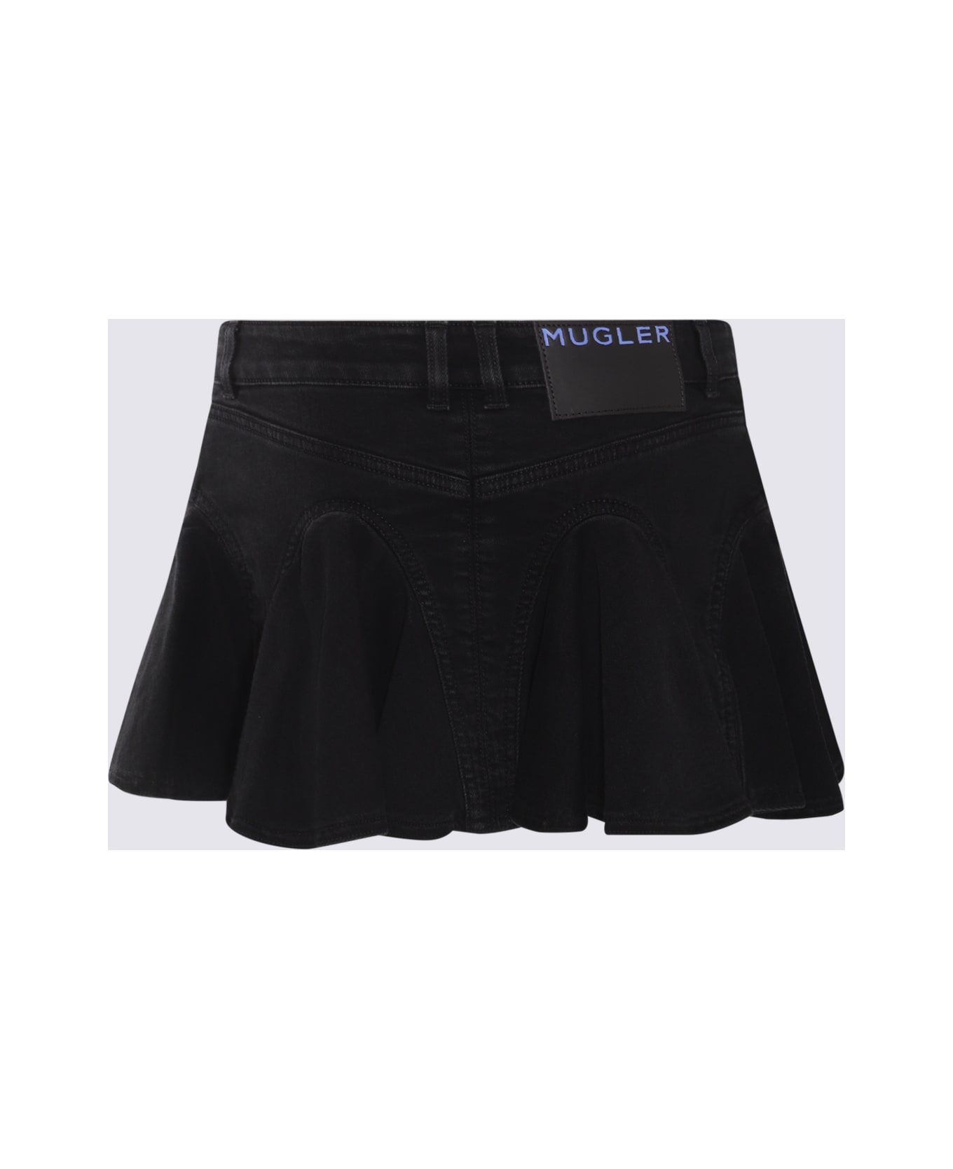 Mugler Black Cotton Mini Skirt - Black