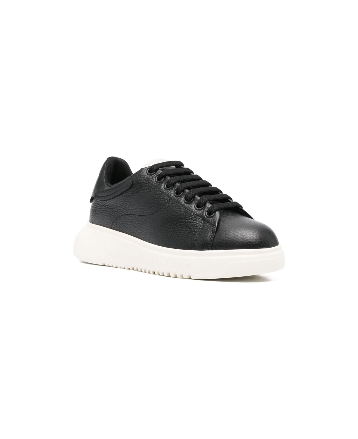 Emporio Armani Leather Sneakers - Black
