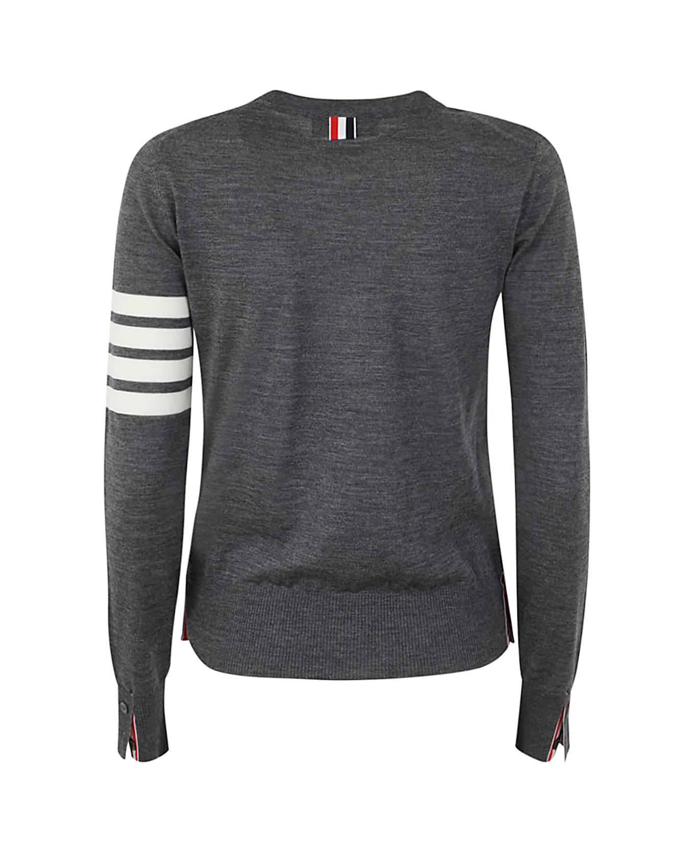 Thom Browne Relaxed Fit Pullover With 4 Bar In Fine Merino Wool - Med Grey