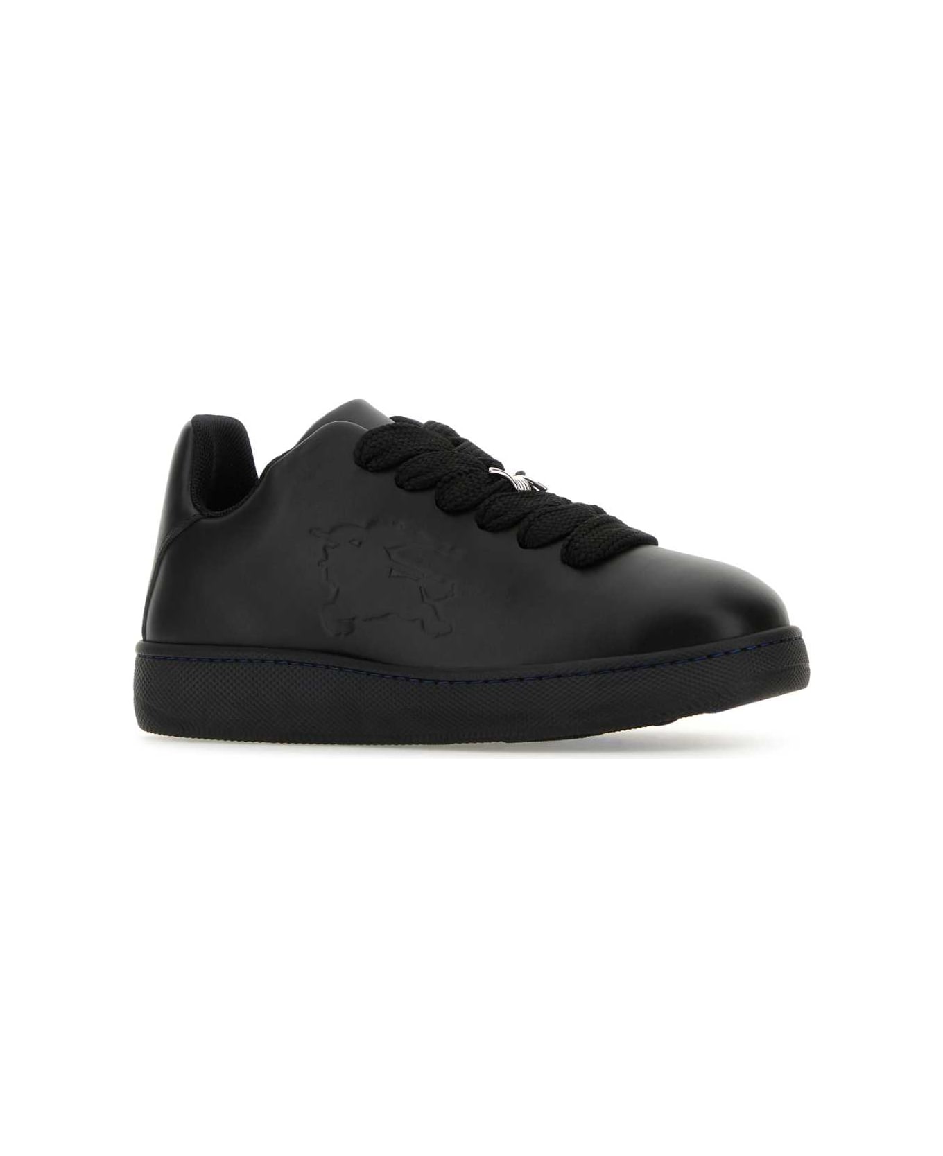 Burberry Black Leather Box Sneakers - BLACK