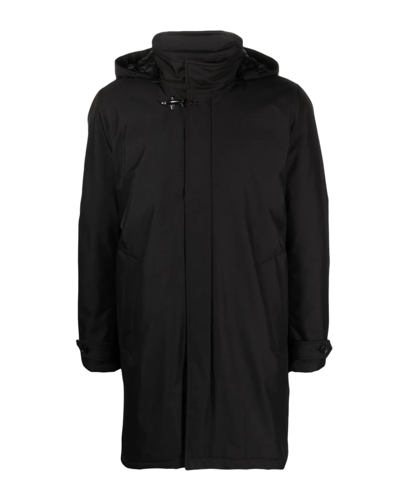 Fay Black Technical Gabardine Raincoat - Black