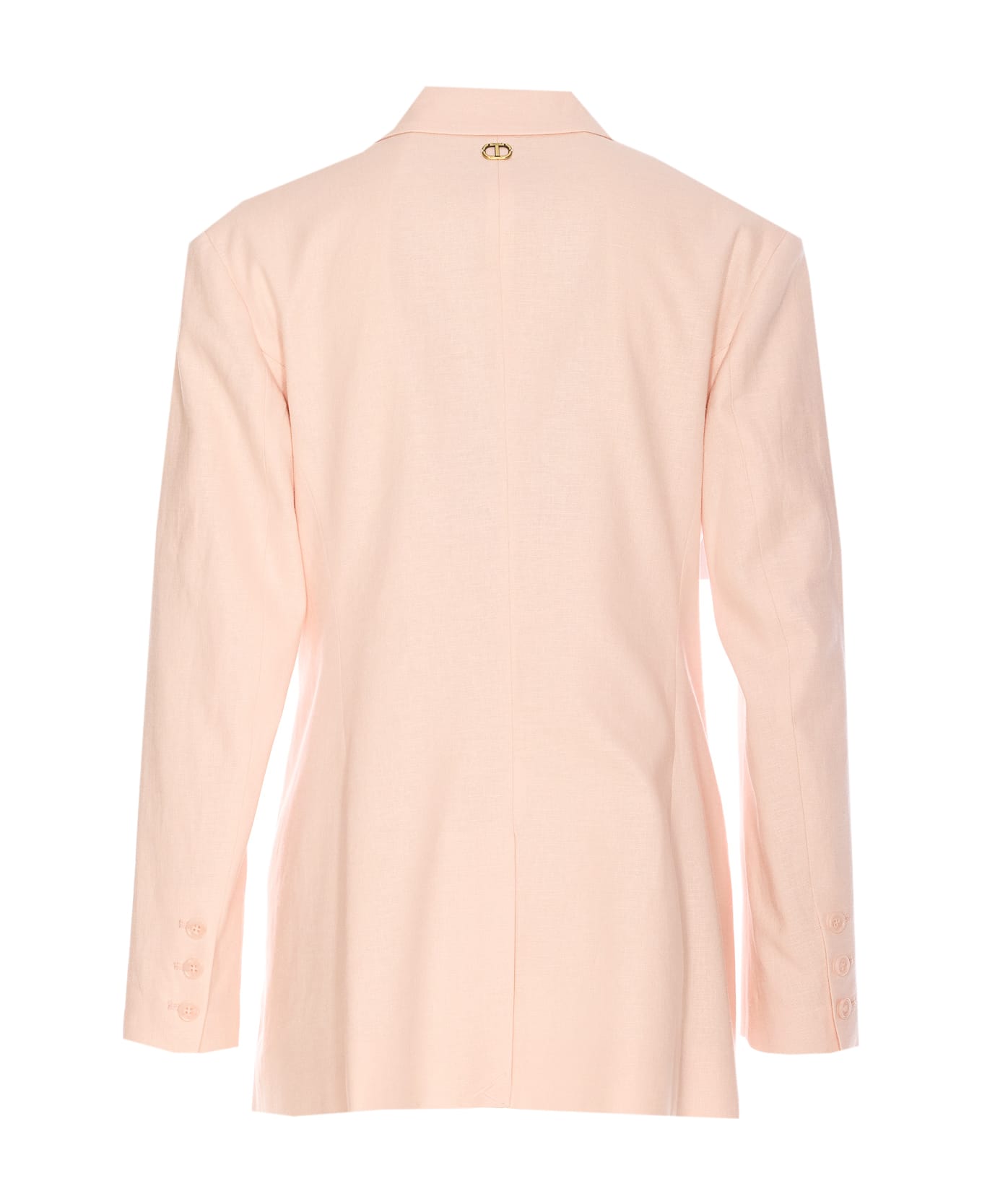 TwinSet Mixed Linen Blazer With Embroidery - Baby Pink