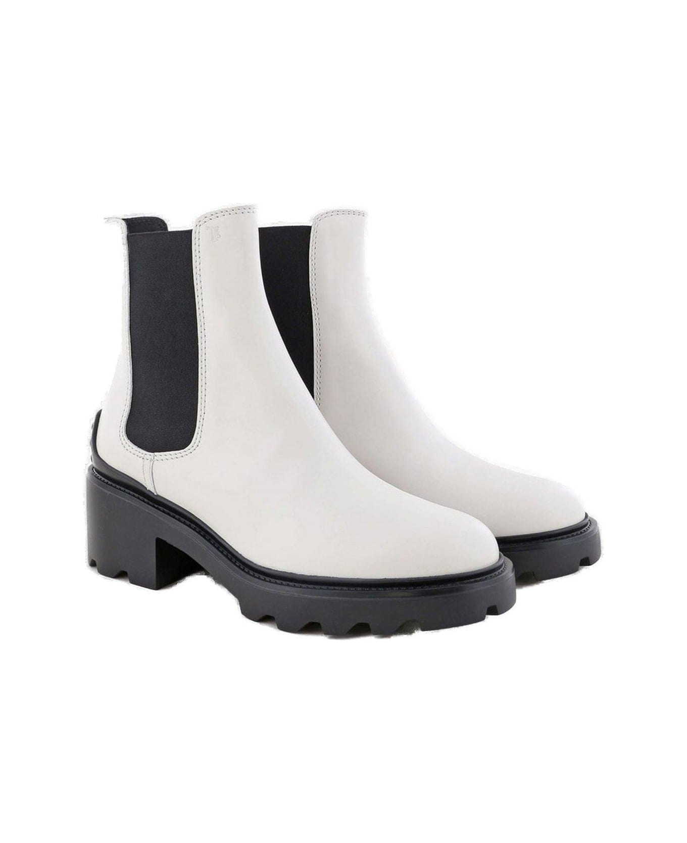 Tod's Round Toe Ankle Boots - White