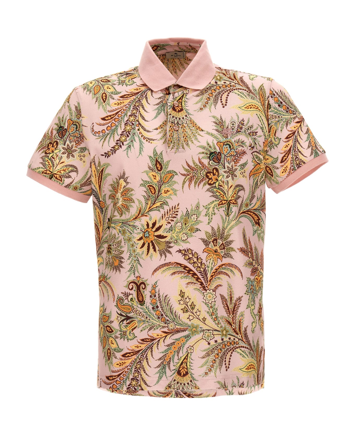 Etro Floral Print Polo Shirt - Pink