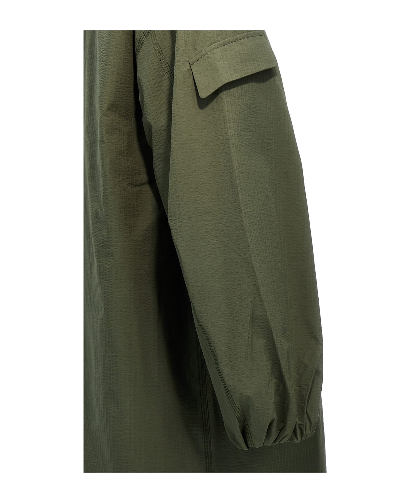 Ganni 'tech Seersucker Shell' Long Jacket - Green